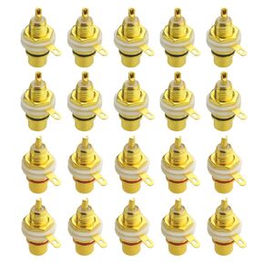 XINGYHENG 20PCS RCA Female Phono Panel Mount Chassis Socket Connector Gold Plated RCA Connector Female Panel Mount Socket Plug for TV Audio Video Cable