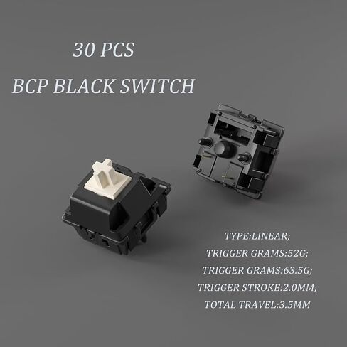15 pcs BCP Black Switches, 52gf Linear Mechanical Keyboard Switch,5 pin Pre Lubed Switch for Mechanical Keyboard (Classic, 15) in Kuwait