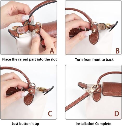 KOMHPS Purse Straps Replacement, Leather Handbag Crossbody Shoulder Strap Adjustable for Longchamp Bag Women(Jam Purple) in Saudi Arabia