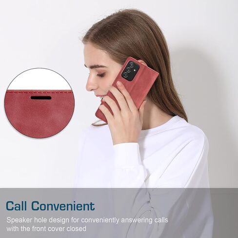 حافظة سامسونج جالاكسي A72، حافظة محفظة سامسونج جالاكسي A72 للنساء والرجال مع [حجب RFID] حامل بطاقات بمسند مغناطيسي، حافظة جلدية قابلة للطي لهاتف سامسونج جالاكسي A72 6.7 بوصة (أحمر خمري) in Saudi Arabia