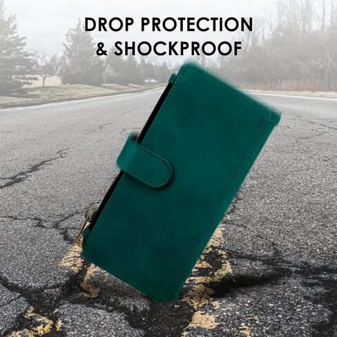 for Samsung Galaxy Z Fold 5 Case, PU Leather Z Fold 5 Wallet Cases with S Pen Holder & Wrist Crossbody Strap & Card Holder Green in Kuwait