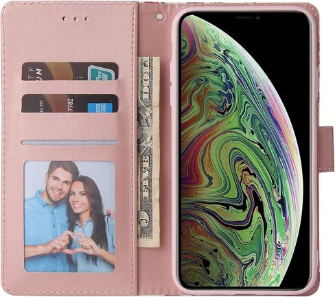 Asuwish Compatible with iPhone Xs Max Wallet Case and Tempered Glass Screen Protector Leather Flip Card Holder Phone Cover for i X XR Xsmax 10x SX Xmax 10xs 10s 10 Plus Xmaxs Women Men Rose Gold in Kuwait