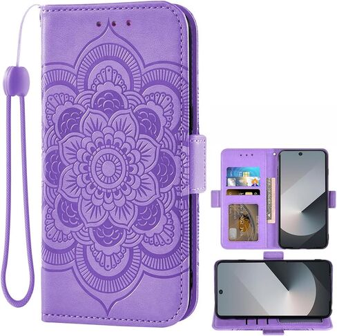 Asuwish Phone Case for Samsung Galaxy Z Fold 6 5G 2024 Wallet Cover with Leather Flip Credit Card Holder Stand Flower Folio Lanyard Wrist Strap Cell Accessories ZFold6 Z6 G Fold6 6Z Women Men Gray in Saudi Arabia