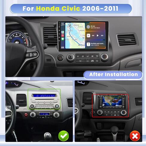 Hikity 4+64G لسيارة Honda Civic 2006-2011 Android Car Stereo Wireless Apple Carplay Android Auto، 8 Core 10.1 بوصة IPS شاشة لمس راديو السيارة يدعم GPS Navigation WiFi Bluetooth5.0 FM DSP EQ in Saudi Arabia