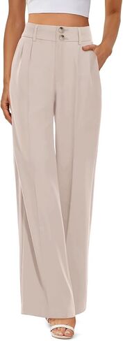 onlypuff Straight-Leg Classic Business Casual Pants for Women Beige XS in Saudi Arabia