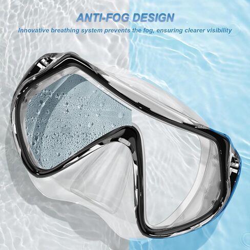 مجموعة غص للكبار من BuyCard، قناع غص مع رؤية بانورامية، معدات غطس مضادة للضباب ومضادة للتسرب، غص علوي جاف للغوص والتدريب على السباحة، فضي in Kuwait