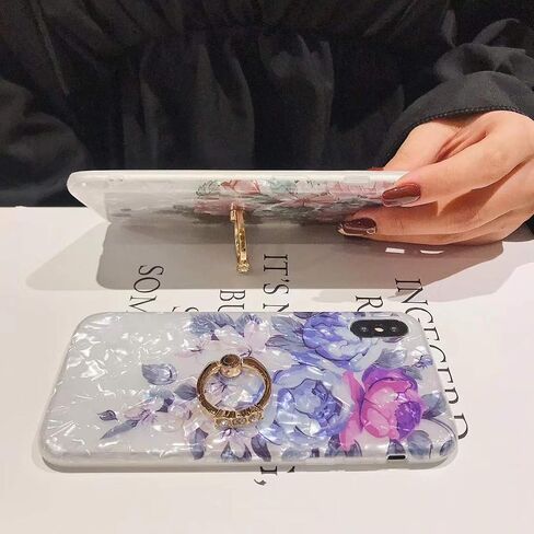 Qokey Compatible for iPhone 11 Case Floral Case Cute Clear Flower Case for Women Girl with 360 Degree Rotating Ring Stand Holder Kickstand Soft TPU Shockproof Cover Designed for iPhone 11 Brown Flower in Saudi Arabia
