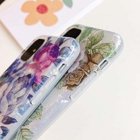 Qokey Compatible for iPhone 11 Case Floral Case Cute Clear Flower Case for Women Girl with 360 Degree Rotating Ring Stand Holder Kickstand Soft TPU Shockproof Cover Designed for iPhone 11 Brown Flower in Saudi Arabia