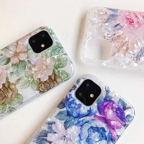 Qokey Compatible for iPhone 11 Case Floral Case Cute Clear Flower Case for Women Girl with 360 Degree Rotating Ring Stand Holder Kickstand Soft TPU Shockproof Cover Designed for iPhone 11 Brown Flower in Saudi Arabia