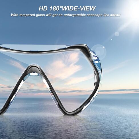 مجموعة غص للكبار من BuyCard، قناع غص مع رؤية بانورامية، معدات غطس مضادة للضباب ومضادة للتسرب، غص علوي جاف للغوص والتدريب على السباحة، فضي in Kuwait