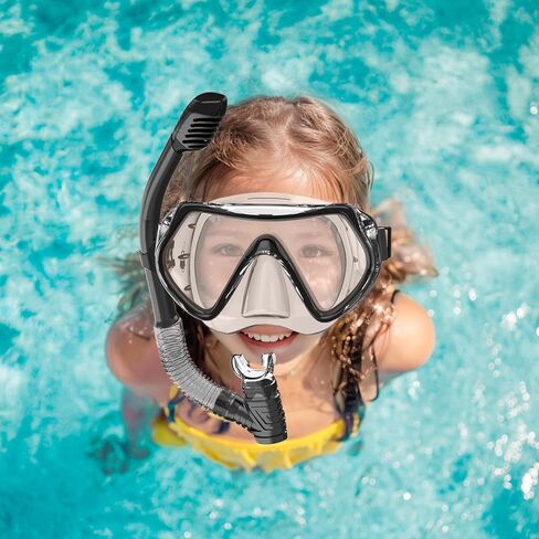 مجموعة غص للكبار من BuyCard، قناع غص مع رؤية بانورامية، معدات غطس مضادة للضباب ومضادة للتسرب، غص علوي جاف للغوص والتدريب على السباحة، فضي in Kuwait