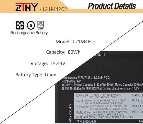 ZTHY L21M4PC2 L21D4PC1 بطارية كمبيوتر محمول 80Wh 4 خلية بديلة لجهاز Lenovo Legion 5-15ARH7 5-15ARH7H 5-15IAH7 5-15IAH7H Legion 5 Pro 16IAH7 16IAH7H 16ARH7 16ARH7H Series L21C4PC1 L21M4PC3 L21B4PC0 in Saudi Arabia
