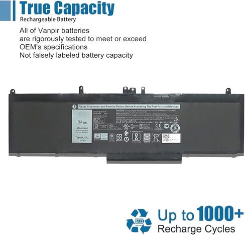 استبدال بطارية الكمبيوتر المحمول WJ5R2 لأجهزة الكمبيوتر المحمول Dell Latitude 5570 Precision 3510 M3510 Series Notebook 4F5YV أسود 11.4V 84Wh 7260mAh in Kuwait