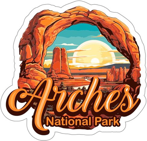 Arches National Park Utah Sticker Adventure Souvenir Decal Vinyl Small Waterproof for Water Bottle Mug Passport Scrapbook Notebook Laptop Tumbler Skateboard Computer Phone 4" ID44990 in Saudi Arabia
