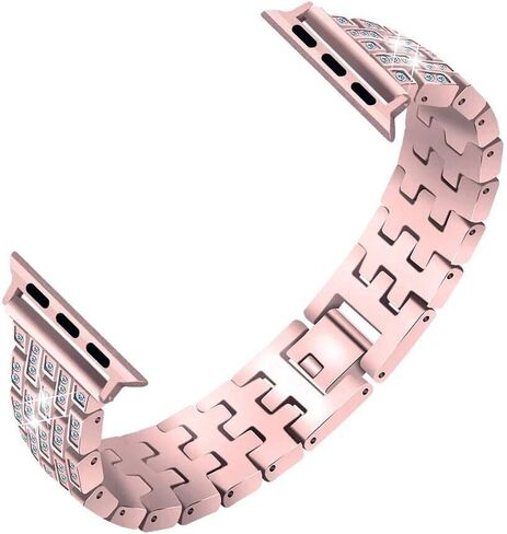 Compatible with Apple Watch Band 38mm 40mm 42mm 44mm with Case, Women Jewelry Bling Diamond Metal Strap Soft PC Bumper Protective Case for iWatch Series 6/5/4/3/2/1/ SE in Saudi Arabia