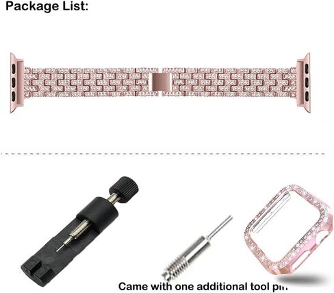 Compatible with Apple Watch Band 38mm 40mm 42mm 44mm with Case, Women Jewelry Bling Diamond Metal Strap Soft PC Bumper Protective Case for iWatch Series 6/5/4/3/2/1/ SE in Saudi Arabia