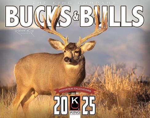 2024 تقويم جداري من سلسلة Monster Bucks & Bulls Signature لمدة 16 شهرًا مقاس X-Large 14x22، أفضل غزال ذو ذيل أبيض | بغل غزال باك | تقويم Elk من شركة KING-Monster Calendars in Kuwait