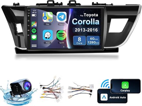 راديو سيارة 8 CORE 6G+128G لسيارة Toyota Corolla 2013-2016 مع CarPlay/Android Auto، Podofo 10.1 بوصة 1280*720P IPS شاشة تعمل باللمس ستيريو Android 13 GPS WiFi Bluetooth DSP يدعم كاميرا احتياطية عالية الدقة in Saudi Arabia