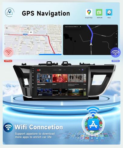 راديو سيارة 8 CORE 6G+128G لسيارة Toyota Corolla 2013-2016 مع CarPlay/Android Auto، Podofo 10.1 بوصة 1280*720P IPS شاشة تعمل باللمس ستيريو Android 13 GPS WiFi Bluetooth DSP يدعم كاميرا احتياطية عالية الدقة in Saudi Arabia