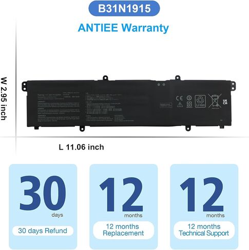 بطارية الكمبيوتر المحمول B31N1915 C31N1915 لجهاز Asus ExpertBook L1 L1400CDA L1500CDA ExpertBook، B1 B1400CEAE B1400CEPE B1500CEAE B1500CEPE B1500 B1500CEA-XS74 BR1100CKA BR1100FKA Series 11.55V 3640mAh 3 -خلية in Saudi Arabia