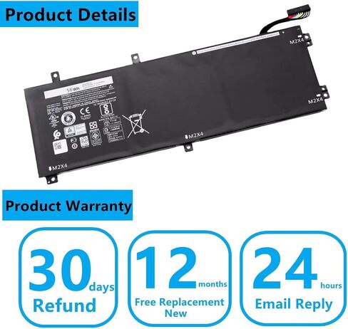 بطارية كمبيوتر محمول Wspinaczka H5H20 متوافقة مع Dell XPS 15 9550 9560 9570 Precision 5530 5520 M5520 Series 62MJV M7R96 5D91C 05D91C H5H2O 11.4V 56Wh in Kuwait
