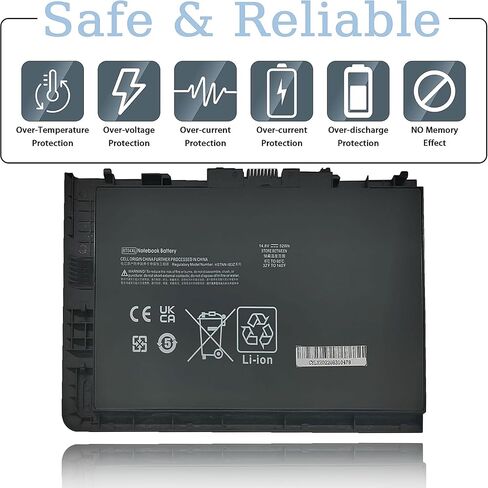بطارية كمبيوتر محمول BT04XL لجهاز HP Elitebook Folio 9470 9470m 9480m متوافقة مع BA06 BA06XL 687517-171 687517-241 687945-001 696621-001 H4Q47AA بطارية ليثيوم أيون قابلة لإعادة الشحن 52 وات في الساعة 14.8 فولت 3400 مللي أمبير في الساعة in Kuwait
