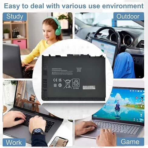 بطارية كمبيوتر محمول BT04XL لجهاز HP Elitebook Folio 9470 9470m 9480m متوافقة مع BA06 BA06XL 687517-171 687517-241 687945-001 696621-001 H4Q47AA بطارية ليثيوم أيون قابلة لإعادة الشحن 52 وات في الساعة 14.8 فولت 3400 مللي أمبير في الساعة in Kuwait