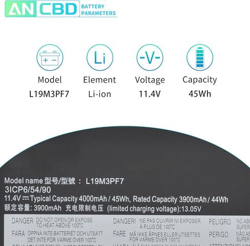 L19M3PF7 Battery Replacement for Lenovo Ideapad Gaming 3-15IMH05 3-15ARH05 Creator 5-15IMH05 Series SB10W89840 5B10W89843 L19D3PF4 SB10W89842 5B10W89836 L19D3PF4 SB10X88615 L19L3PF3 11.4V/45Wh/4000mAh in Saudi Arabia