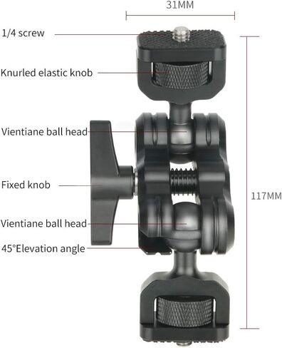 NICEYRIG ذراع مفصلية بذراع سحرية مقاس 5.5 بوصة مع رؤوس كروية مزدوجة، حامل شاشة توقف مجاني 1/4 خيط - 297 in Kuwait