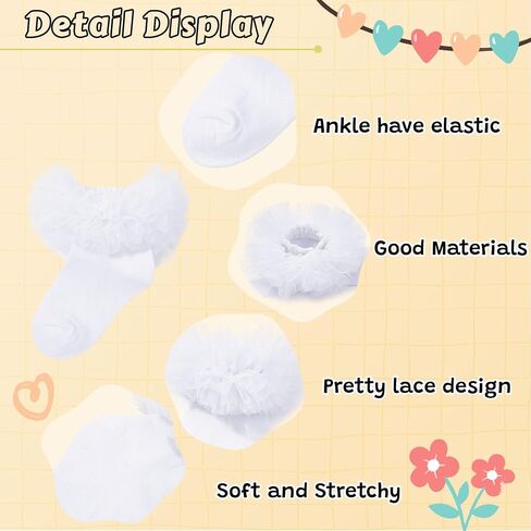 Zando Ruffle Socks for Girls Frilly Lace Dress Socks for Toddler Baby Girls Dance Tutu Ankle Socks in Saudi Arabia