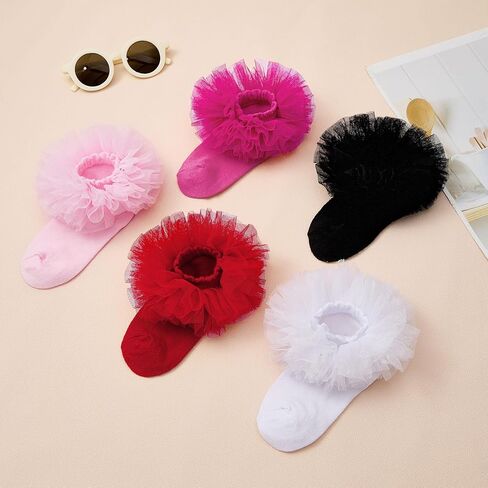 Zando Ruffle Socks for Girls Frilly Lace Dress Socks for Toddler Baby Girls Dance Tutu Ankle Socks in Saudi Arabia