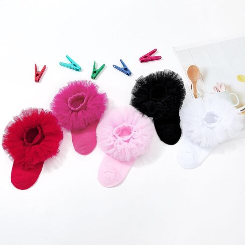 Zando Ruffle Socks for Girls Frilly Lace Dress Socks for Toddler Baby Girls Dance Tutu Ankle Socks in Saudi Arabia
