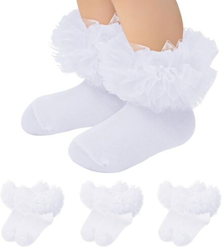 Zando Ruffle Socks for Girls Frilly Lace Dress Socks for Toddler Baby Girls Dance Tutu Ankle Socks in Saudi Arabia
