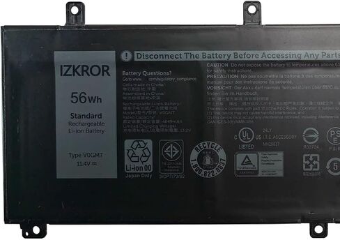 بطارية بديلة V0GMT 56Wh لجهاز Dell G7 17 7700 / XPS 15 7590 9550 9560 9570 / Precision 5510 5520 5530 5540 / Inspiron 15 7500 7501 7590 / Vostro 7500 7590 Series 4K1VM XYCW0 11.4 فولت in Saudi Arabia