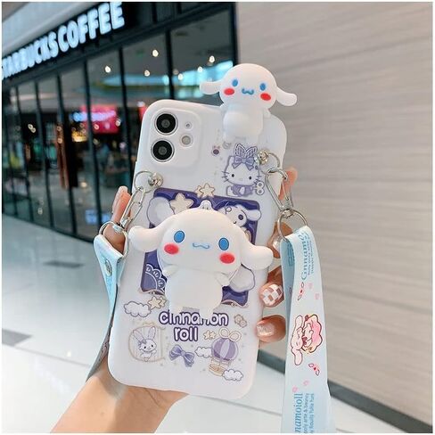 متوافق مع جراب iPhone 11 مقاس 6.1 بوصة، غطاء حماية لطيف للفتيات من الرسوم المتحركة Kawaii مع مرآة مكياج وحبل للأطفال والمراهقين والبنات والنساء in Kuwait