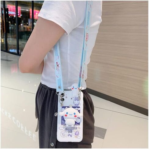 متوافق مع جراب iPhone 11 مقاس 6.1 بوصة، غطاء حماية لطيف للفتيات من الرسوم المتحركة Kawaii مع مرآة مكياج وحبل للأطفال والمراهقين والبنات والنساء in Kuwait