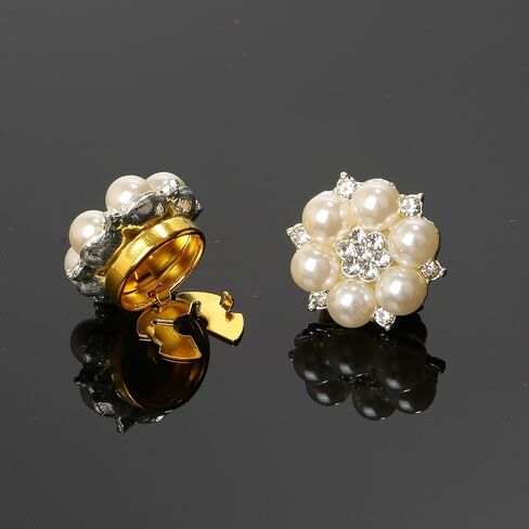 Cufflinks for Men Women Shirt Sleeve Buttons Faux Pearl Rhinestone Button Cover for Clothing Decorative Buttons Pins Fashion Cuff link Jewelry Buttons Girls Gifts in Saudi Arabia