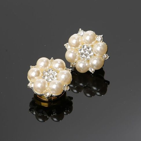 Cufflinks for Men Women Shirt Sleeve Buttons Faux Pearl Rhinestone Button Cover for Clothing Decorative Buttons Pins Fashion Cuff link Jewelry Buttons Girls Gifts in Saudi Arabia