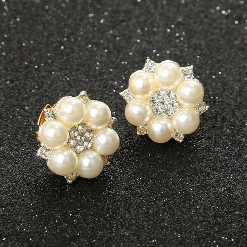 Cufflinks for Men Women Shirt Sleeve Buttons Faux Pearl Rhinestone Button Cover for Clothing Decorative Buttons Pins Fashion Cuff link Jewelry Buttons Girls Gifts in Saudi Arabia