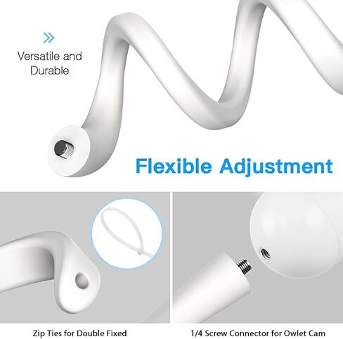 حامل ملتوي قابل للتعديل لكاميرا Wyz Battery Cam Pro وWyz الشمسية، للاستخدام الداخلي والخارجي بدون مثقاب (أبيض، عبوة واحدة) in Kuwait