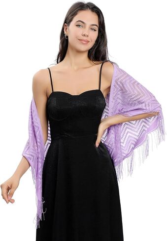 Sanmoury Women's Triangle Lace Shawls Wraps For Bride Wedding Floral Lightweight Fringe Scarf For Evening Party Dress in Kuwait