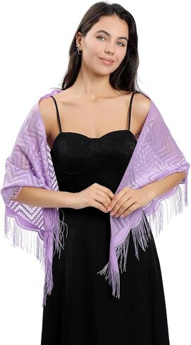 Sanmoury Women's Triangle Lace Shawls Wraps For Bride Wedding Floral Lightweight Fringe Scarf For Evening Party Dress in Kuwait