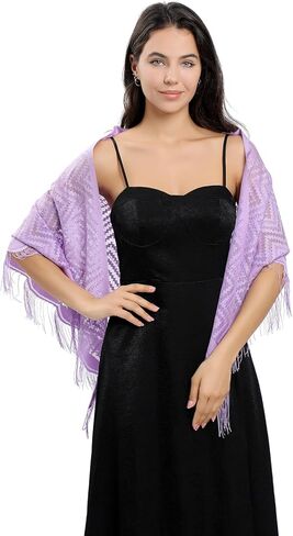 Sanmoury Women's Triangle Lace Shawls Wraps For Bride Wedding Floral Lightweight Fringe Scarf For Evening Party Dress in Kuwait