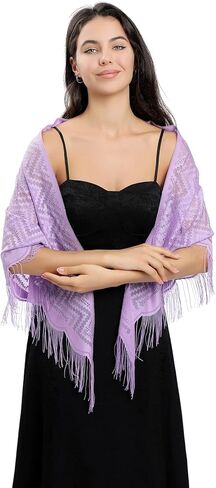 Sanmoury Women's Triangle Lace Shawls Wraps For Bride Wedding Floral Lightweight Fringe Scarf For Evening Party Dress in Kuwait