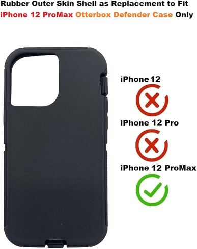 غلاف خارجي مطاطي بديل متوافق مع حافظة iPhone 12 Pro Max Otterbox Defender Series (أسود) in Kuwait