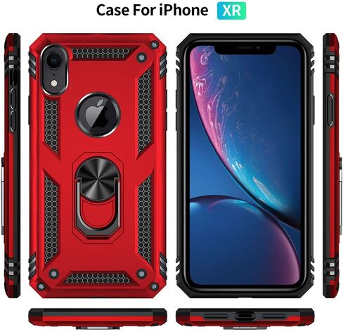 حافظة Yiakeng لهاتف iPhone XR، حافظة هاتف iPhone XR مع واقي شاشة، حافظات حماية من الدرجة العسكرية مع حلقة لهاتف iPhone XR (أخضر داكن) in Kuwait