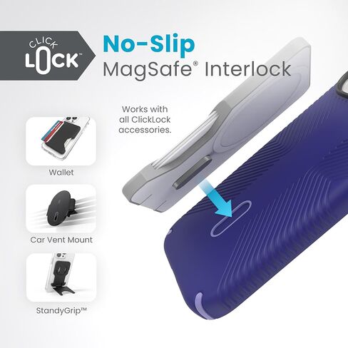 Speck MagSafe Case for iPhone 15 - Drop & Camera Protection, ClickLock No-Slip, Wireless Charging Compatible, Fits All 6.1 Inch Models Including iPhone 14, iPhone 13 - Charcoal Grey/Cool Bronze/White in Saudi Arabia
