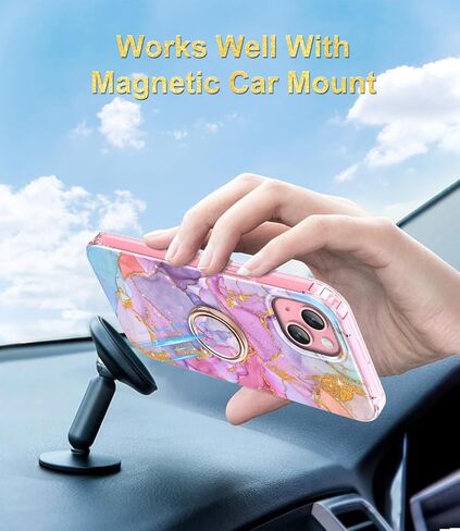 حافظة Btscase لهاتف iPhone 15 Plus، واقي شاشة مدمج مع حامل حلقي 360 درجة، غطاء حماية قوي مزدوج الطبقة مقاوم للصدمات لهاتف iPhone 15 Plus 6.7 بوصة، وردي in Saudi Arabia