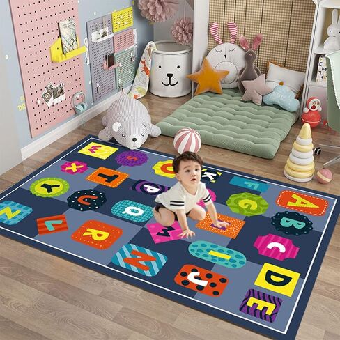 Kid Play Rug ABC Alphabet Numbers and Shapes Play Mat Educational Area Rug Fun Learning Classroom Playroom Bedroom Nursery Floor Mat for Girls and Boys Baby Children 31×47in/2.6×4ft in Saudi Arabia