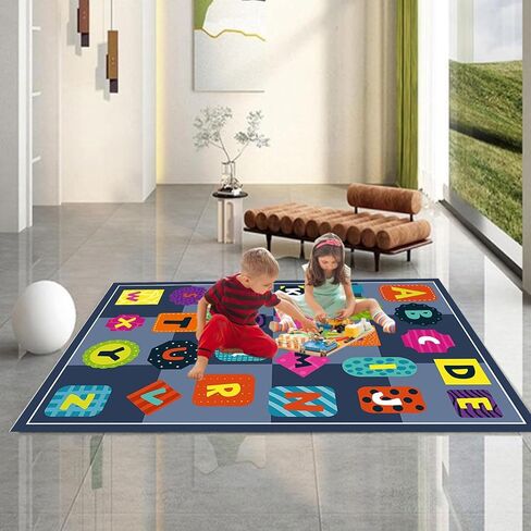 Kid Play Rug ABC Alphabet Numbers and Shapes Play Mat Educational Area Rug Fun Learning Classroom Playroom Bedroom Nursery Floor Mat for Girls and Boys Baby Children 31×47in/2.6×4ft in Saudi Arabia